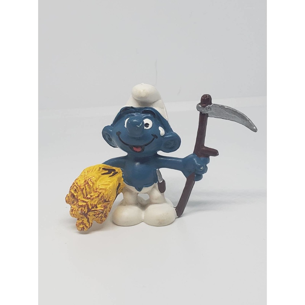 Vintage Farmer Smurf Wheat & Sickle 1981